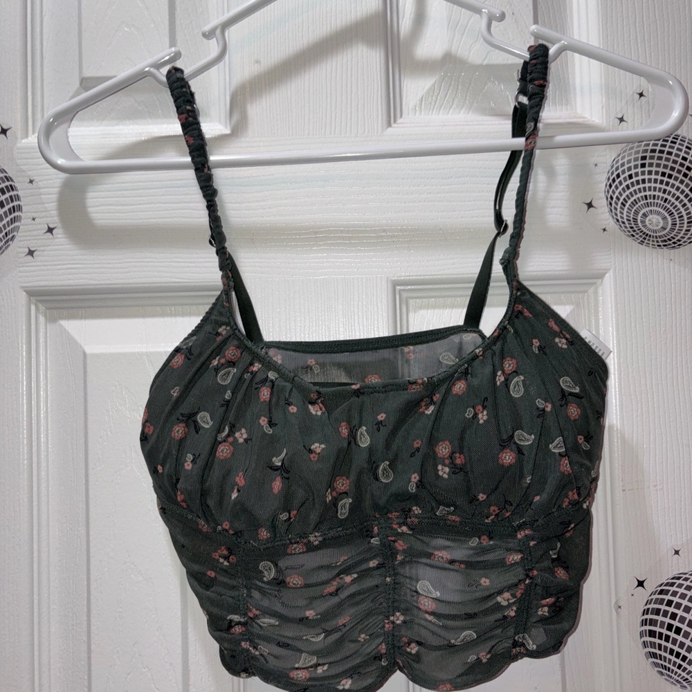 Gilly Hicks Olive Floral Top